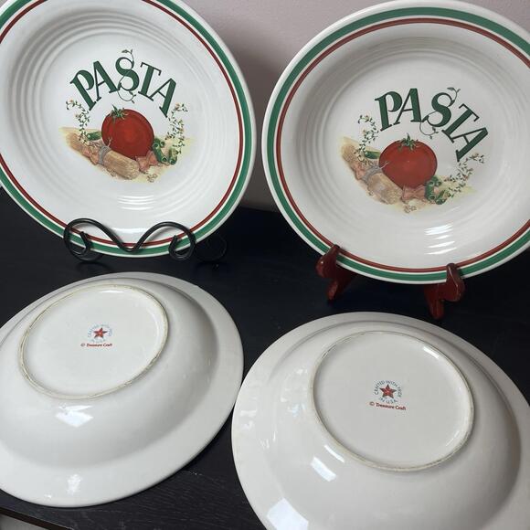 Treasure Craft Pottery “Pasta” Bowls Crafted In The USA 10” Wide Bowls Set Of 4 - Picture 2 of 11